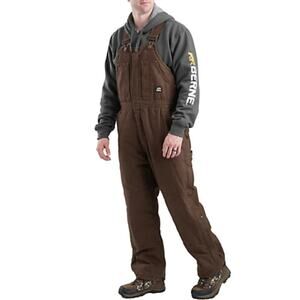 New Berne Men's Washed Duck Quilt-Lined Insulated Bib Overalls Size Large
